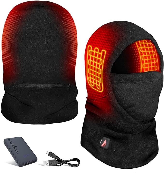 ActionHeat 5V Battery Heated Fleece Balaclava Face Mask, Winter Neck Gaiter